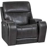 Glenwood Lay Flat Power Recliner w/ Power Head Rest & Lumbar in Steel Gray Top Grain Leather